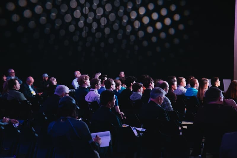 startup founders networking at international tech conference