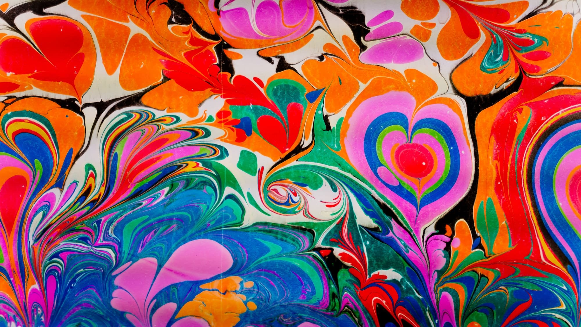 Ebru art marbling color background. Marbling, multi-colored swirled, stone-like patterns. Paint floating, spreading on the surface of a liquid. Abstract fluid art, ink in motion. Magical marble texture. Ink bloom, blast, paint explosion